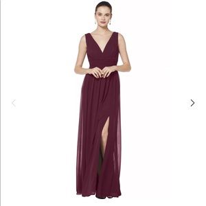 Wine Chiffon Sleeveless A-line Dress